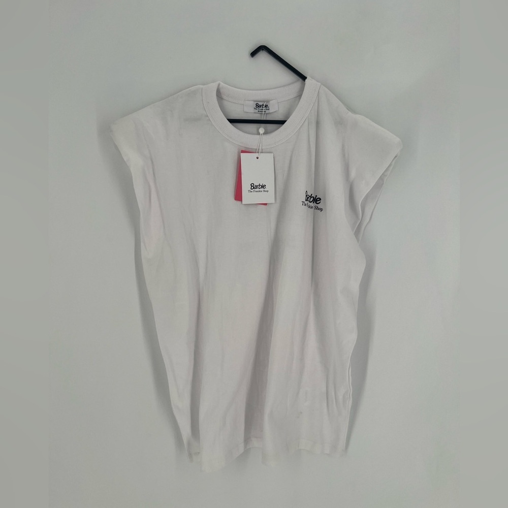 The Frankie Shop x Barbie Eva Padded Shoulder Muscle T-Shirt In White